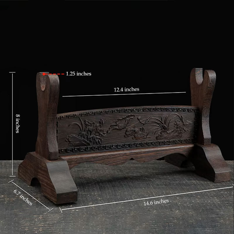 Engraved Wooden Sword Display Stand